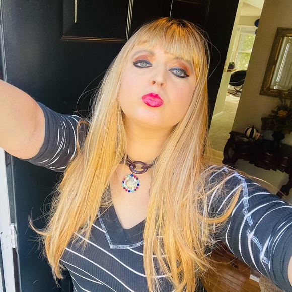 Long straight ombré wig with bangs 100% human hair BLEND must have ❤️ - Picture 3 of 15